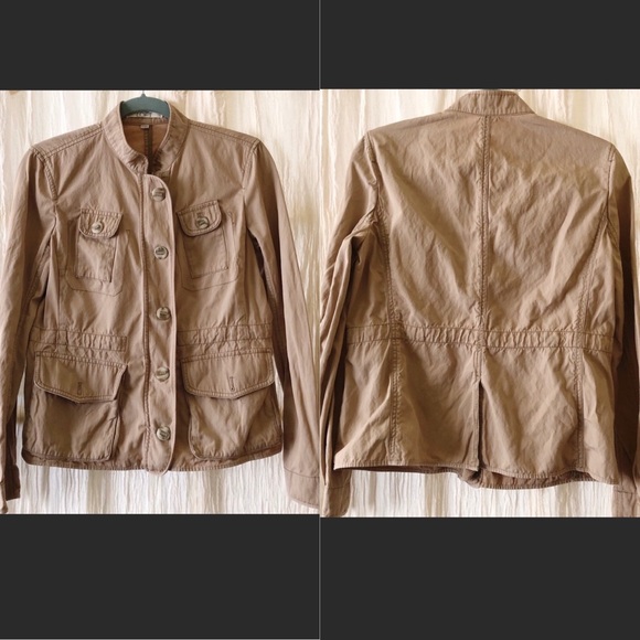 Loft Utility Jacket-Zipper and Button-Khaki-Small - Picture 1 of 7